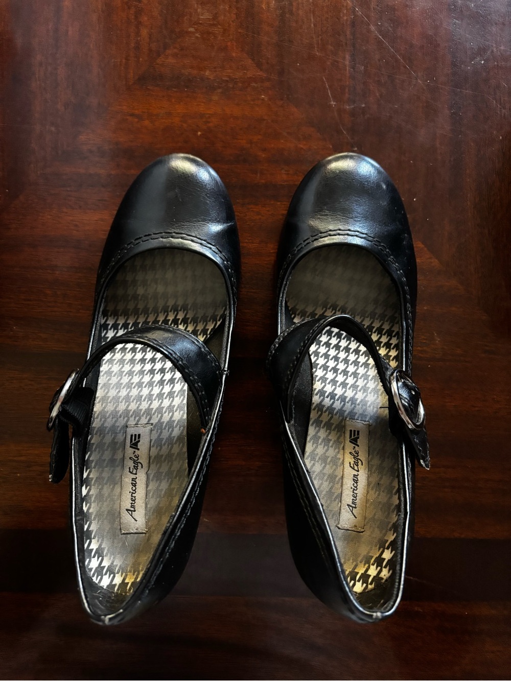 American Eagle Outfitters Black Mary Jane Flats with Silver Buckle